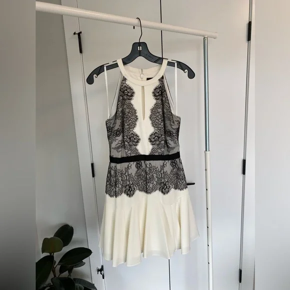 BCBG MaxAzaria black and white lace dress